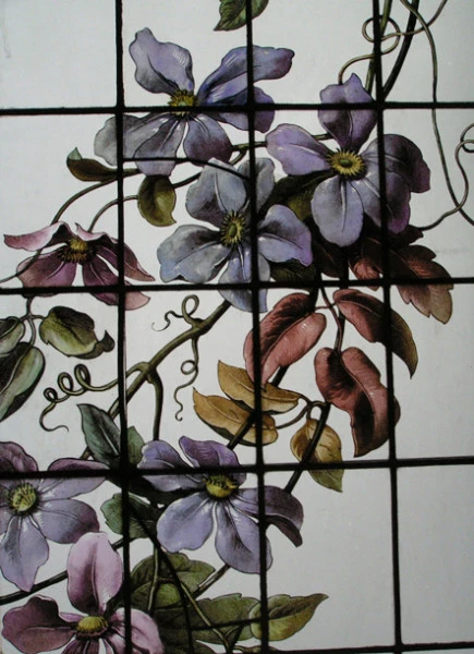 14 Floral Restauration détail. Vitrail Entrée. Particulier XIème