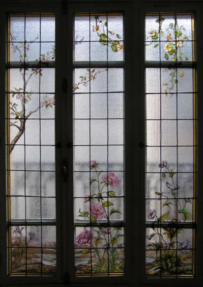 5 Floral Restauration vitraux. Salle à manger. Particulier Paris VIème