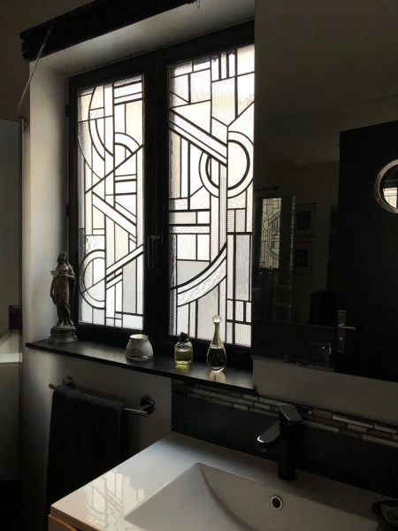 7 ArtDéco Création vitraux. Salle de Bain. Particulier Paris XIIIème