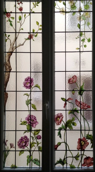 8 Floral Création Vitraux. Salle de Bain. Particulier Paris IVème